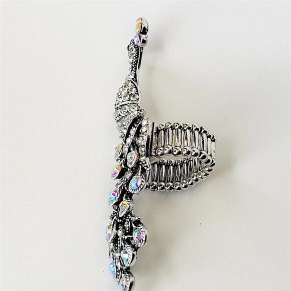 Rhinestones Peacock Ring Stretch Band Rainbow Iridescent Ring- HOST PICK! - Picture 5 of 12